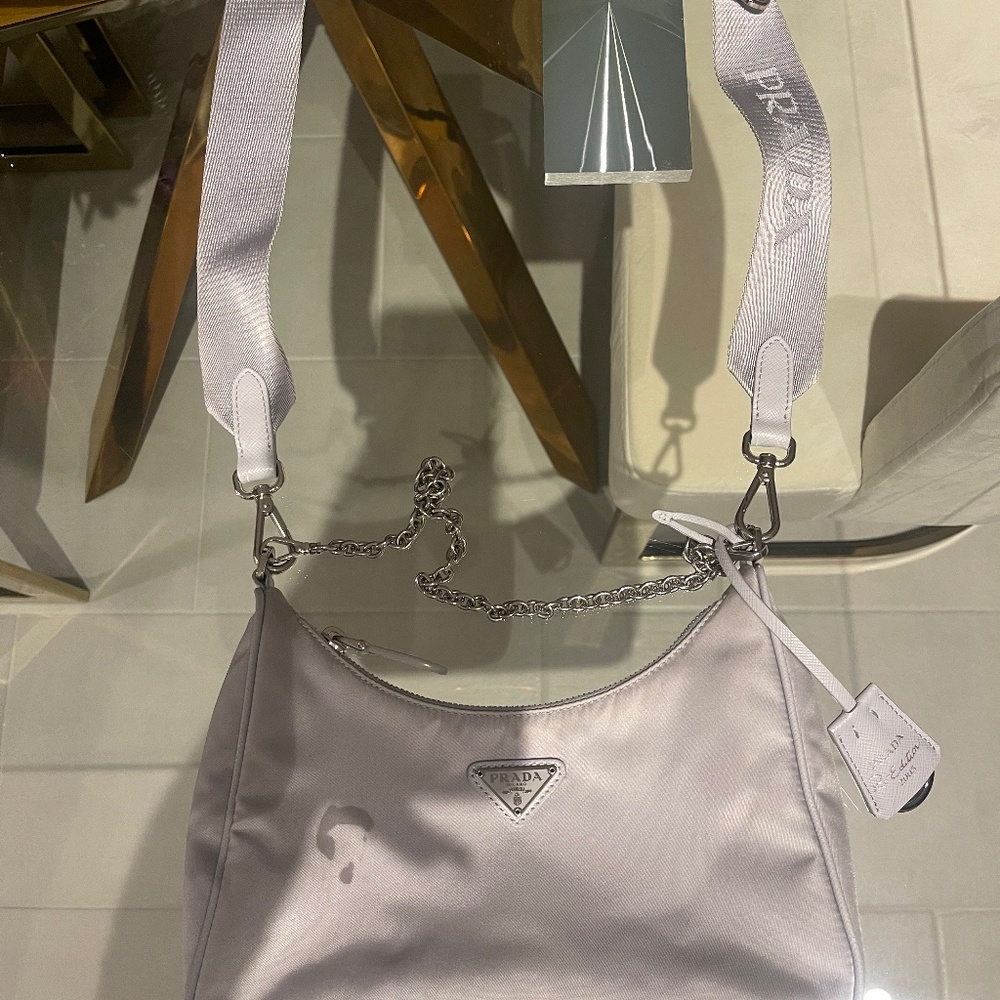 Prada re addition nylon shoulder bag grey